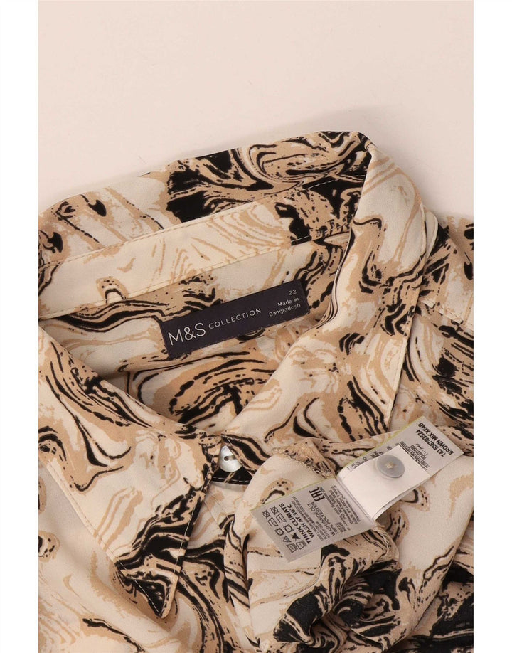 Marks & Spencer Womens Abstract Pattern Shirt Blouse UK 22 3XL Brown