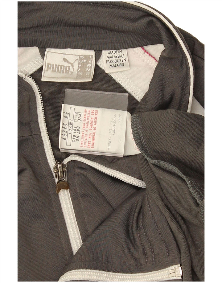 Puma Womens Tracksuit Top Jacket UK 14 Large Grey Colourblock Polyester