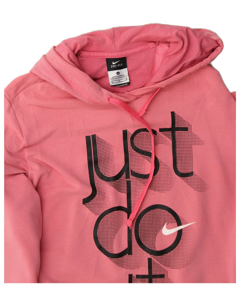 NIKE Womens Graphic Hoodie Jumper UK 14 Medium Pink Cotton Vintage Nike and Second-Hand Nike from Messina Hembry 