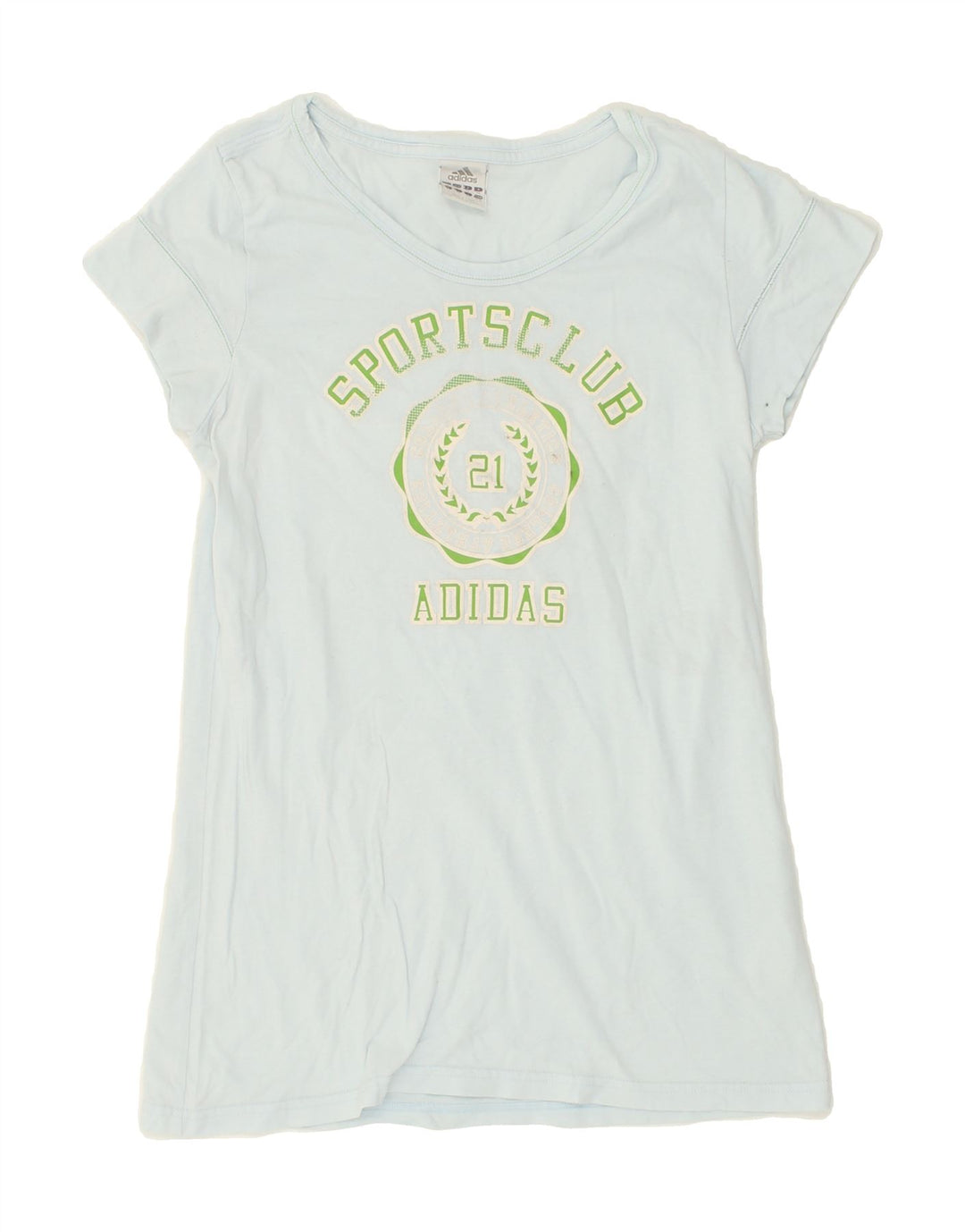 ADIDAS Womens Graphic T-Shirt Top UK 14 Medium  Blue Cotton Vintage Adidas and Second-Hand Adidas from Messina Hembry 