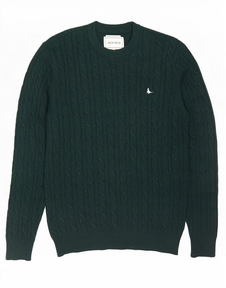 Jack Wills Mens Crew Neck Jumper Sweater Large Green Wool