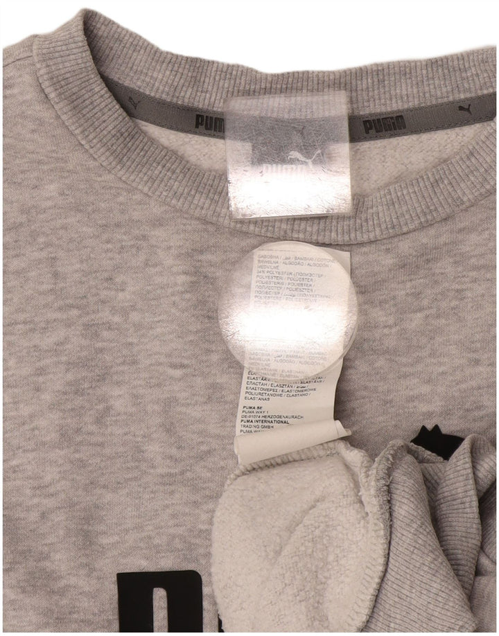 Puma Womens Graphic Sweatshirt Jumper Medium Grey Cotton