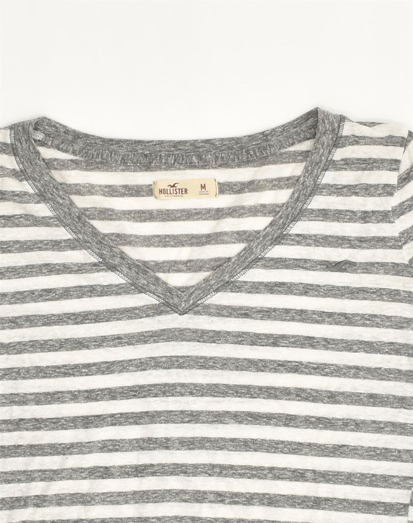 HOLLISTER Womens Top Long Sleeve UK 14 Medium Grey Striped Cotton | Vintage Hollister | Thrift | Second-Hand Hollister | Used Clothing | Messina Hembry 