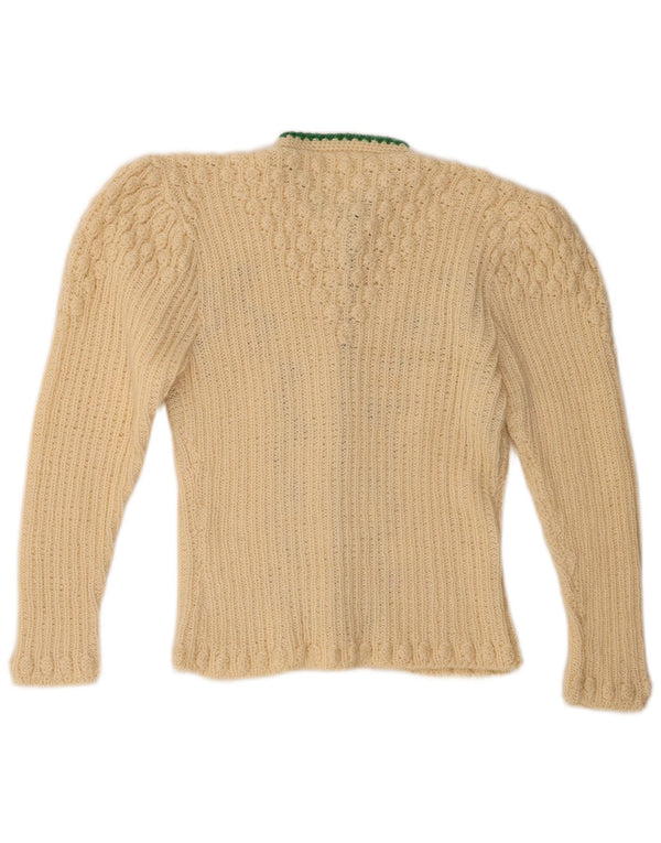 Vintage Womens Cardigan Sweater UK 12 Medium Beige Floral