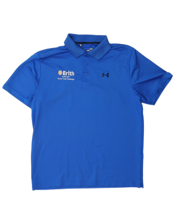 Under Armour Mens Heat Gear Polo Shirt Large Blue