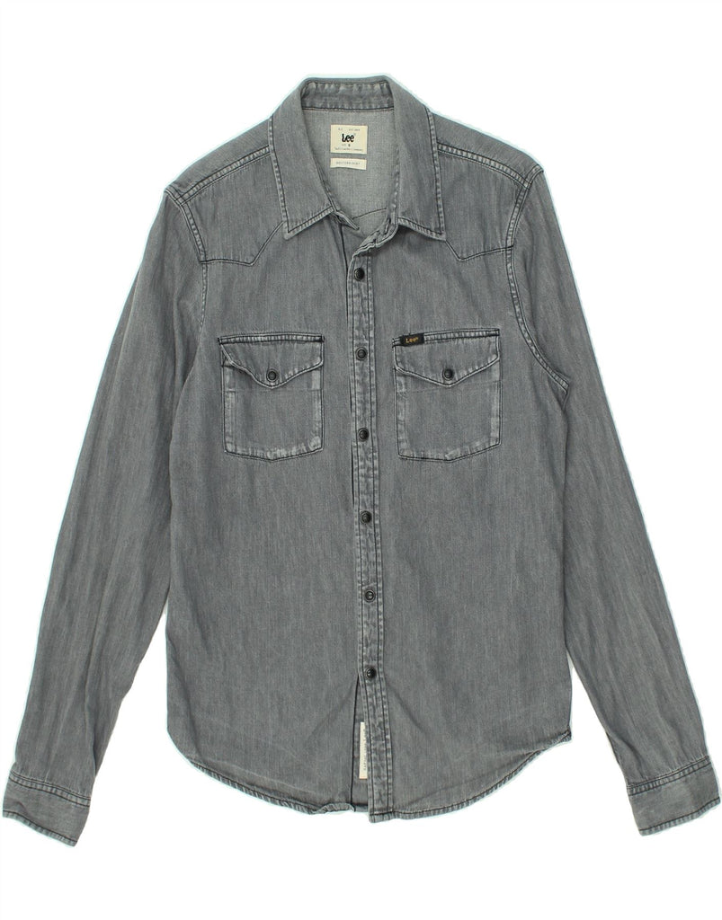 LEE Mens Western Shirt Denim Shirt Small Grey Cotton | Vintage Lee | Thrift | Second-Hand Lee | Used Clothing | Messina Hembry 