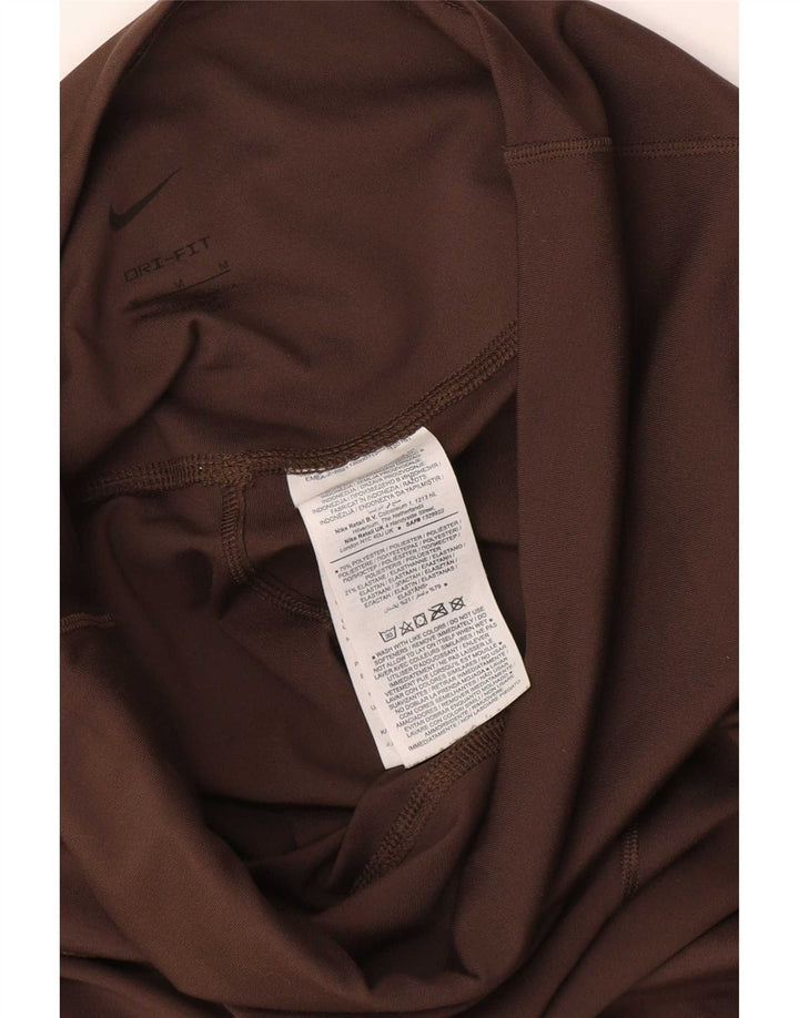 Nike Womens Dri Fit Leggings UK 12 Medium Brown Polyester