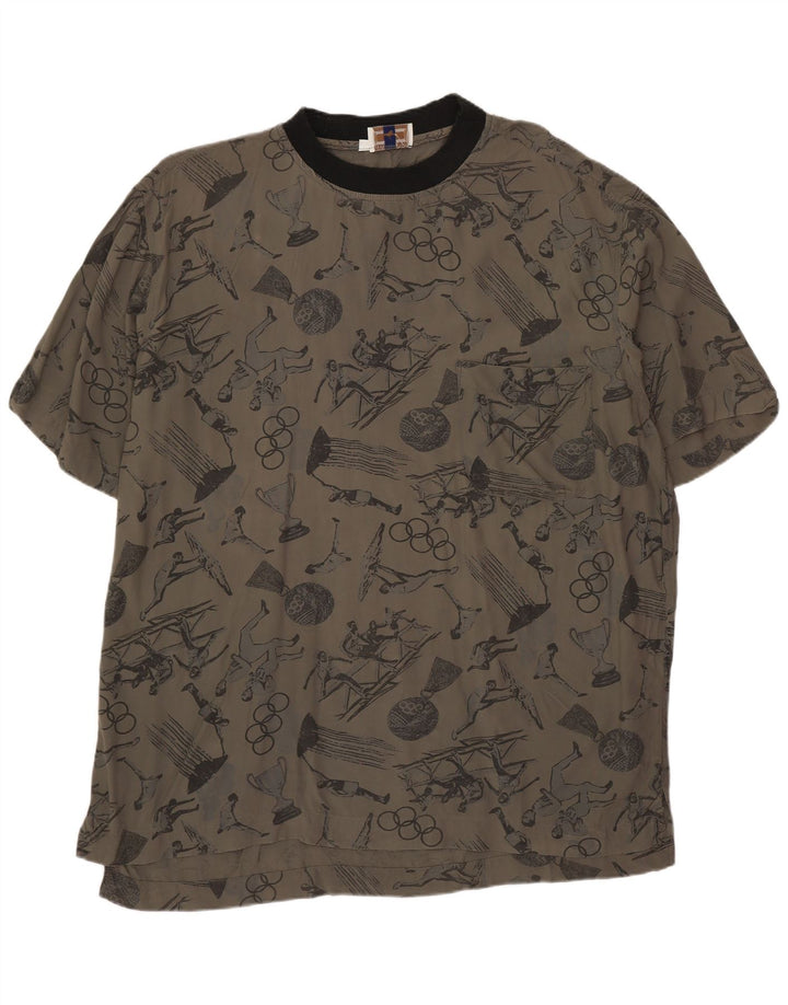 CIAO Mens Graphic T-Shirt Top Medium Grey Viscose