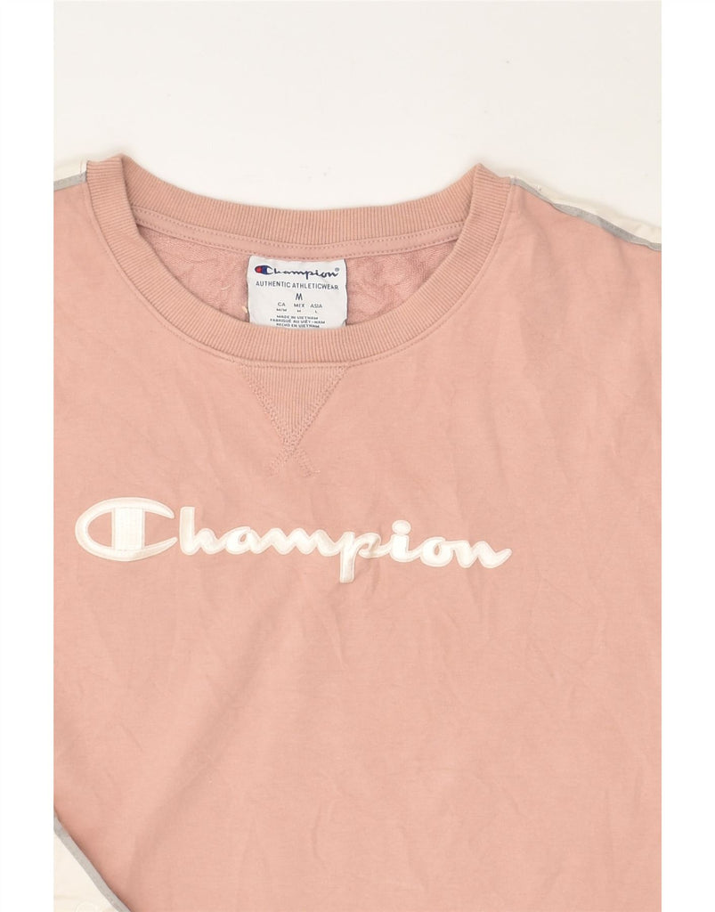 CHAMPION Womens Loose Fit Graphic Sweatshirt Jumper UK 14 Medium Pink | Vintage Champion | Thrift | Second-Hand Champion | Used Clothing | Messina Hembry 