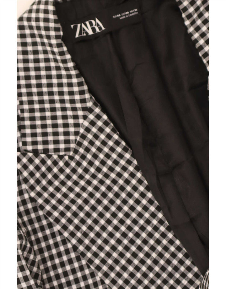 Zara Womens 1 Button Blazer Jacket EU 40 Medium Black Gingham