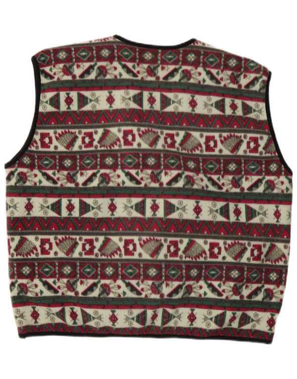 Vintage Mens Reversible Fleece Gilet UK 42 XL Multicoloured Geometric