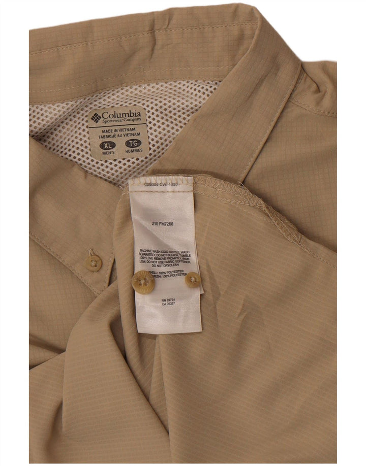 Columbia Mens Short Sleeve Shirt XL Beige Polyester