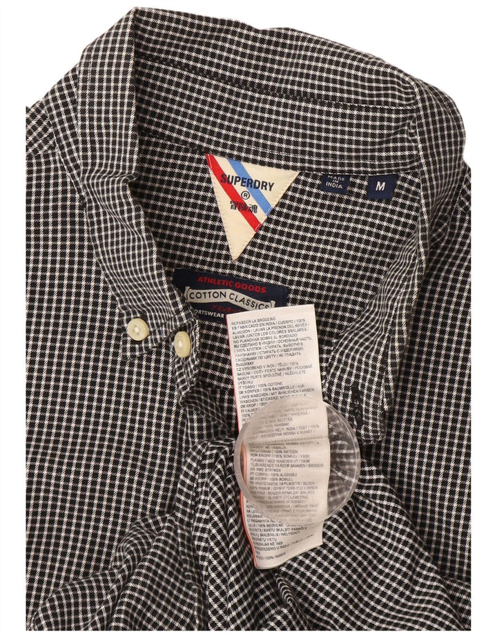 Superdry Mens Shirt Medium Black Gingham Cotton