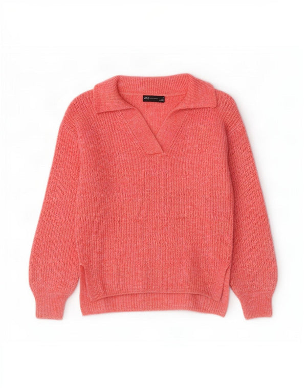 Marks & Spencer Womens Polo Neck Jumper Sweater UK 6 XS Pink