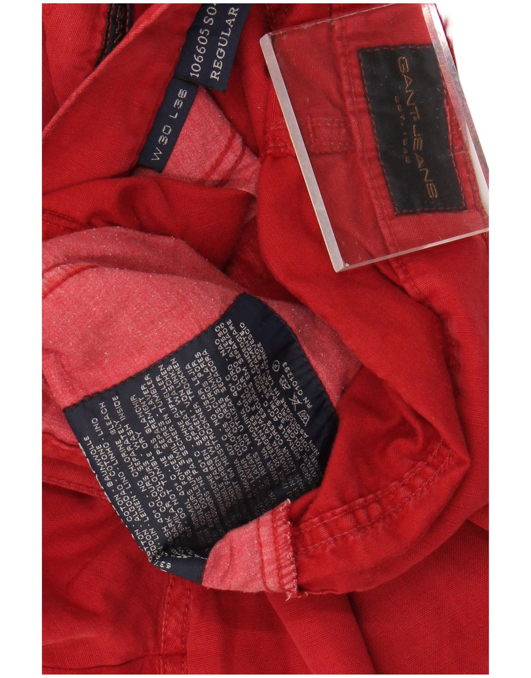 GANT Mens Regular Fit Casual Trousers W30 L36 Red Cotton