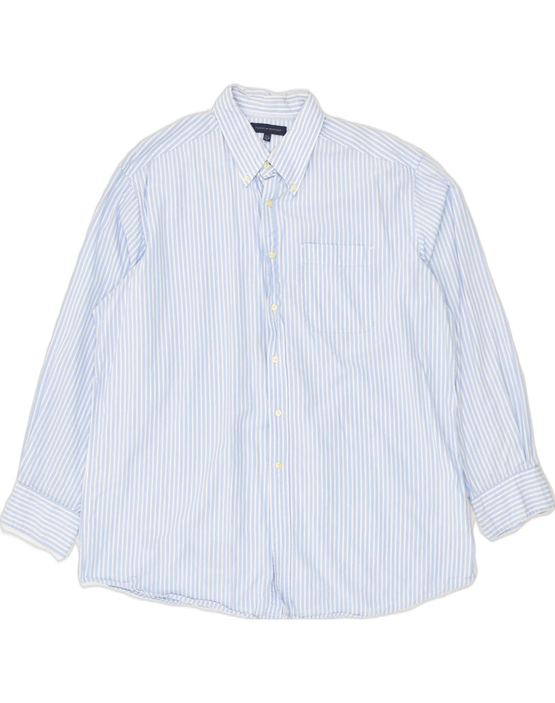 TOMMY HILFIGER Mens Shirt Size 17 1/2 XL Blue Striped Cotton | Vintage Tommy Hilfiger | Thrift | Second-Hand Tommy Hilfiger | Used Clothing | Messina Hembry 