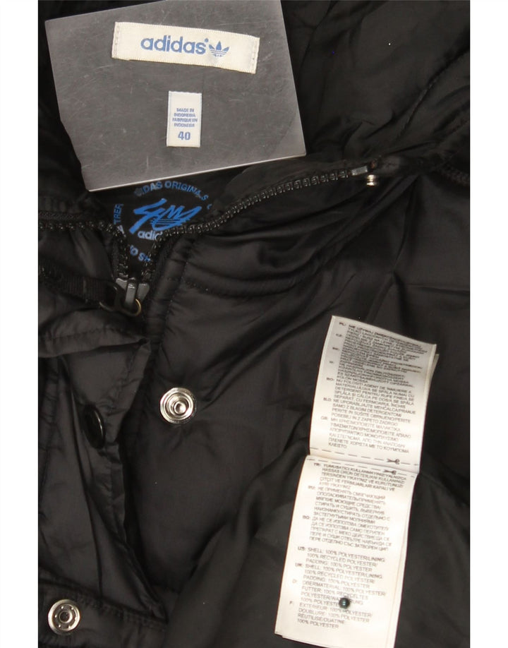 Adidas Womens Hooded Padded Jacket EU 40 Medium Black Polyester