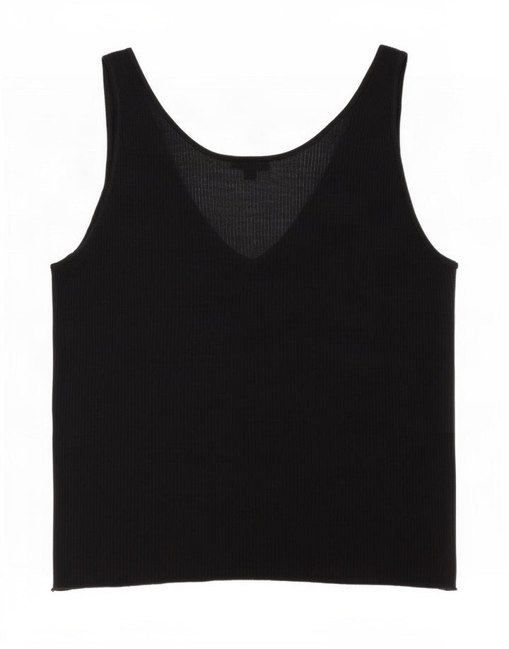 Massimo Dutti Womens See Through Vest Top UK 18 XL Black