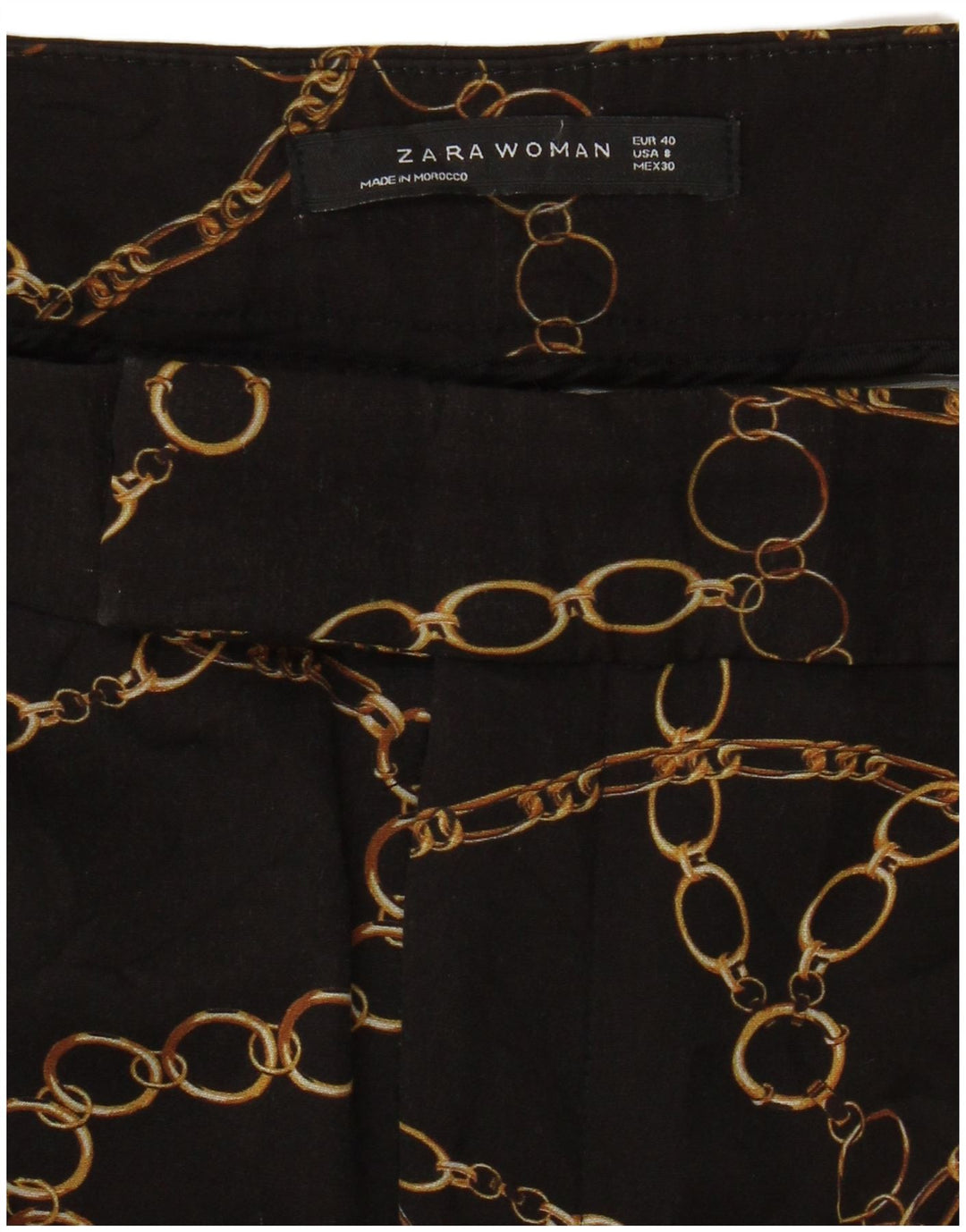 Zara Womens Abstract Pattern Slim Chino Trousers EU 40 Medium W30 L27 Black