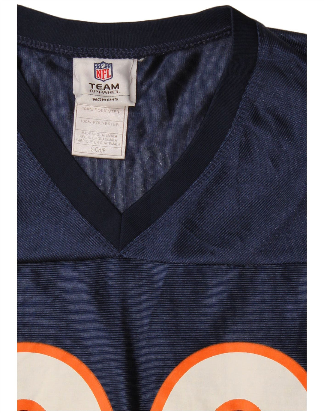 NFL Womens Broncos Graphic T-Shirt Top UK 10 Small Navy Blue Polyester