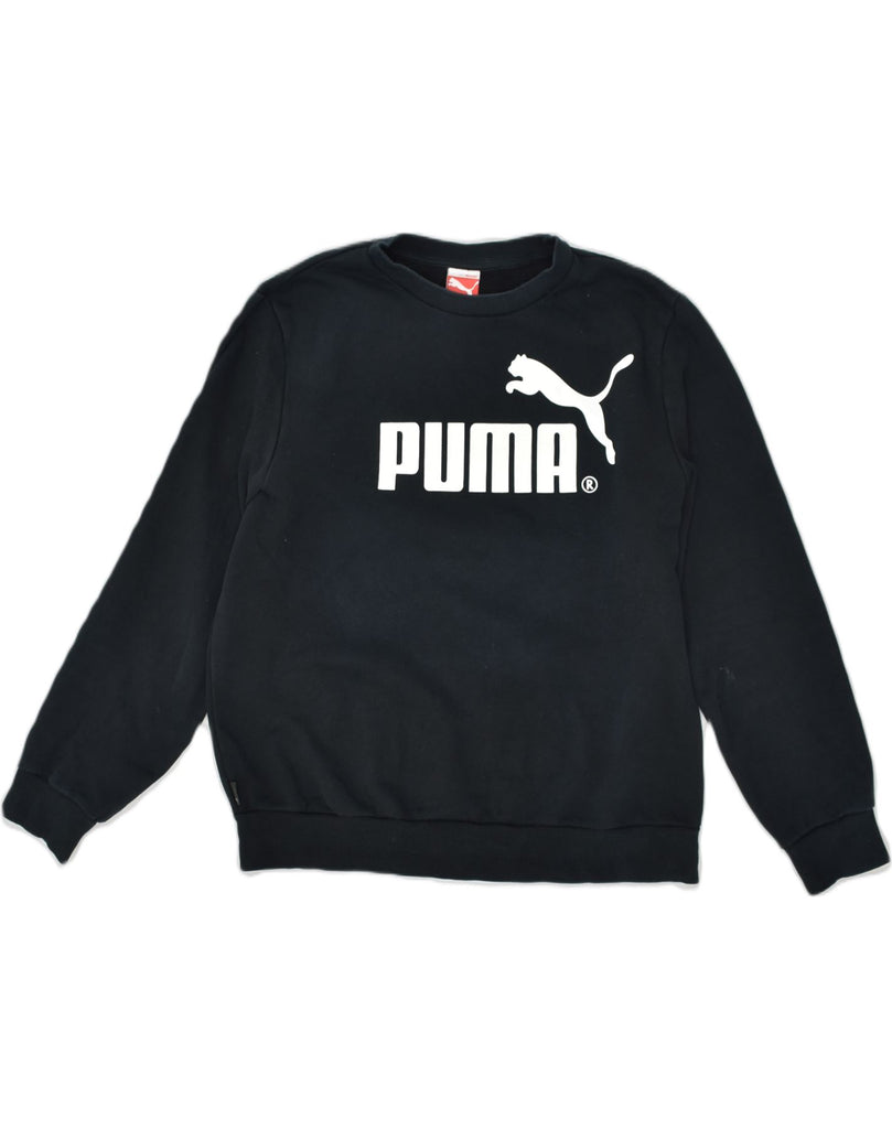 PUMA Mens Graphic Sweatshirt Jumper Large Black Cotton | Vintage Puma | Thrift | Second-Hand Puma | Used Clothing | Messina Hembry 