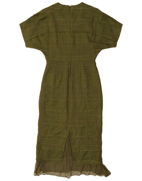 Jigsaw Womens Mermaid Dress UK 8 Small Green Check Viscose