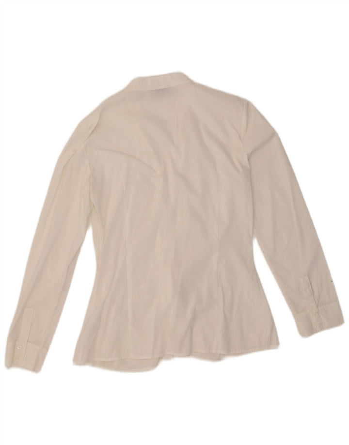 Max&Co. Womens Ruffle Front Shirt Blouse UK 14 Medium White Cotton