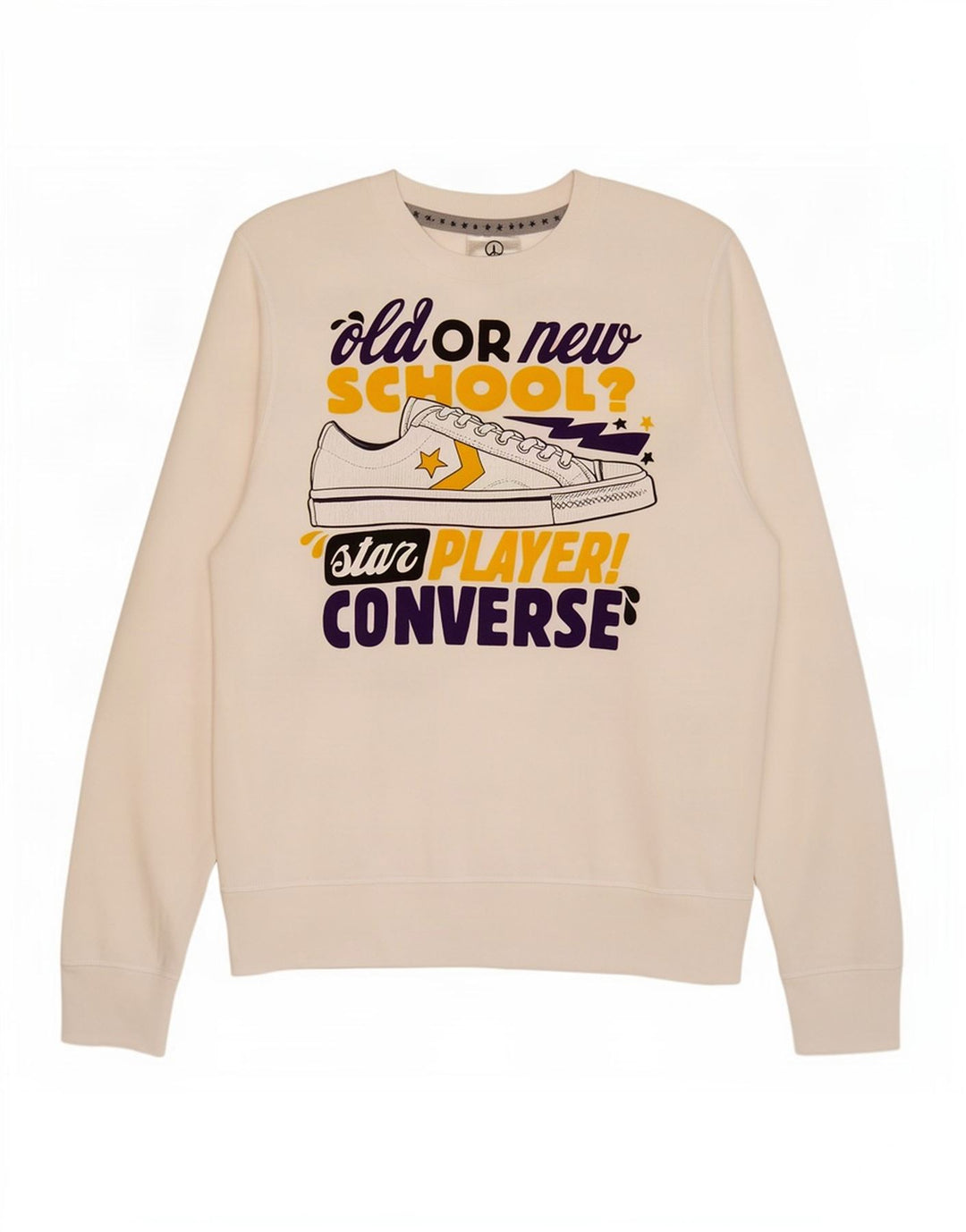 Converse Mens Graphic Sweatshirt Jumper Medium White Cotton