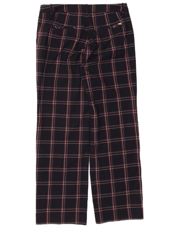 Esprit Womens Straight Chino Trousers UK 14 Large W34 L31 Navy Blue Check