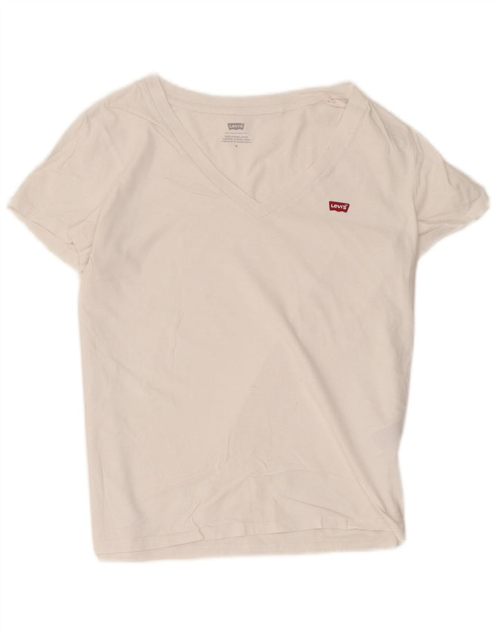 Levi's Womens T-Shirt Top UK 12 Medium White Cotton