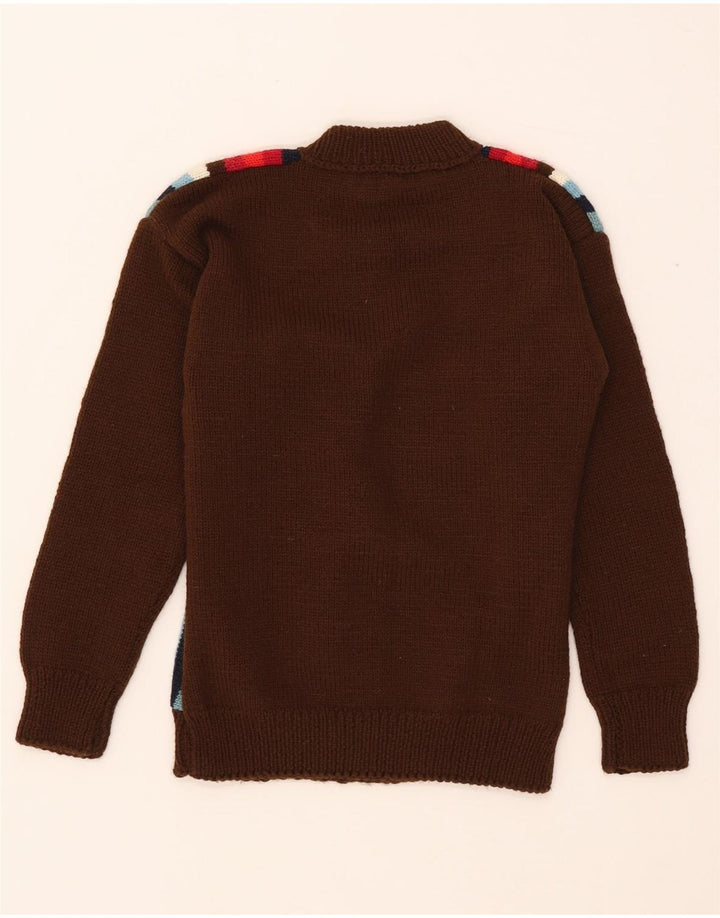Vintage Womens Turtle Neck Jumper Sweater UK 8 Small Brown Striped