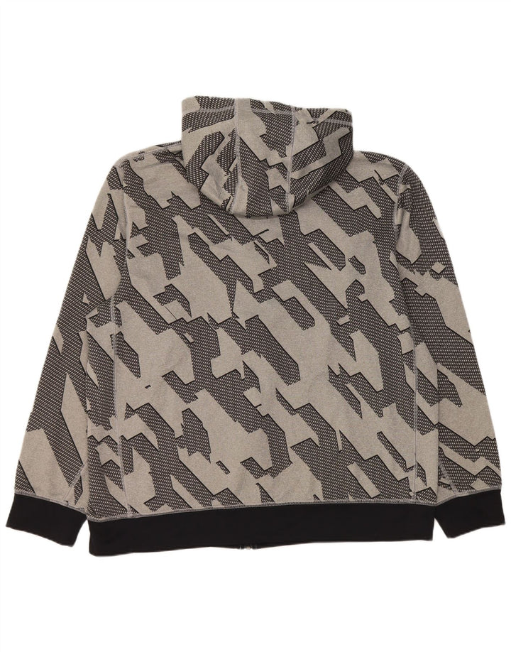 Nike Mens Dri Fit Zip Hoodie Sweater XL Grey Geometric Polyester