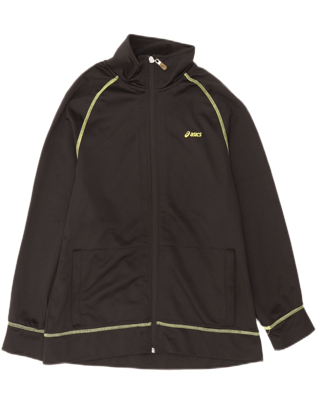 Asics Womens Tracksuit Top Jacket UK 16 Large Black Polyester