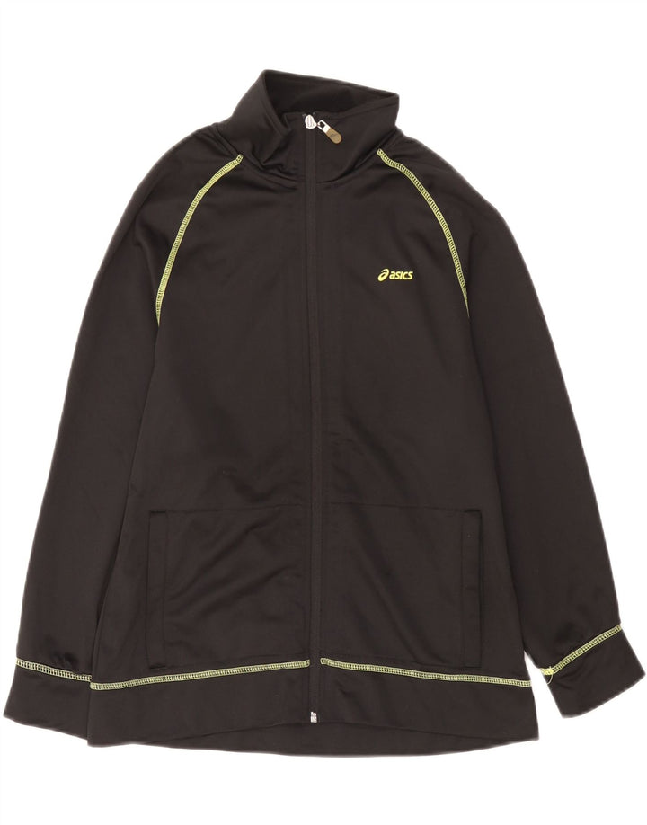 Asics Womens Tracksuit Top Jacket UK 16 Large Black Polyester