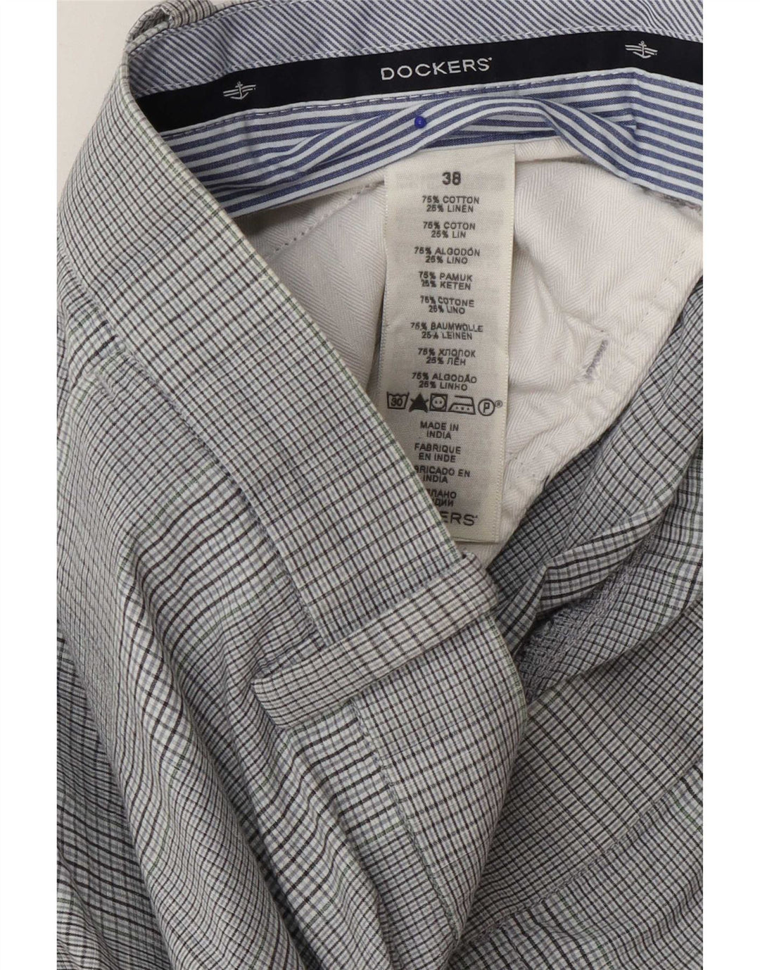 Dockers Mens Chino Shorts W38 XL Grey Check Cotton