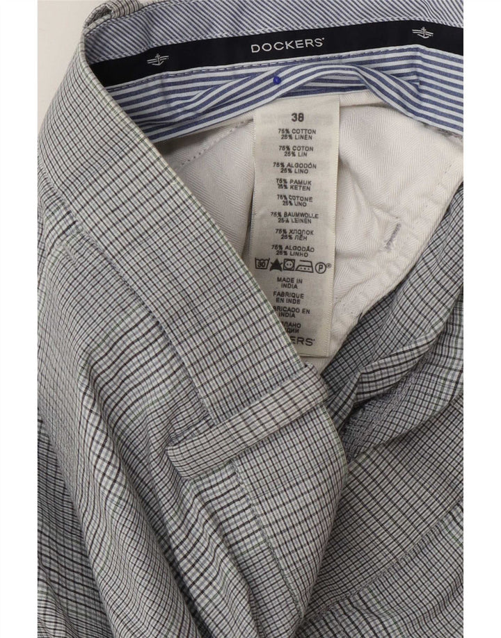 Dockers Mens Chino Shorts W38 XL Grey Check Cotton