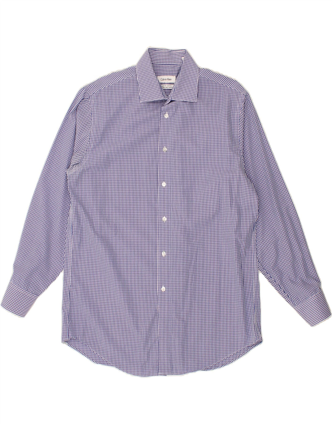 CALVIN KLEIN Mens Regular Fit Shirt Size 15 1/2 Medium Blue Gingham Cotton