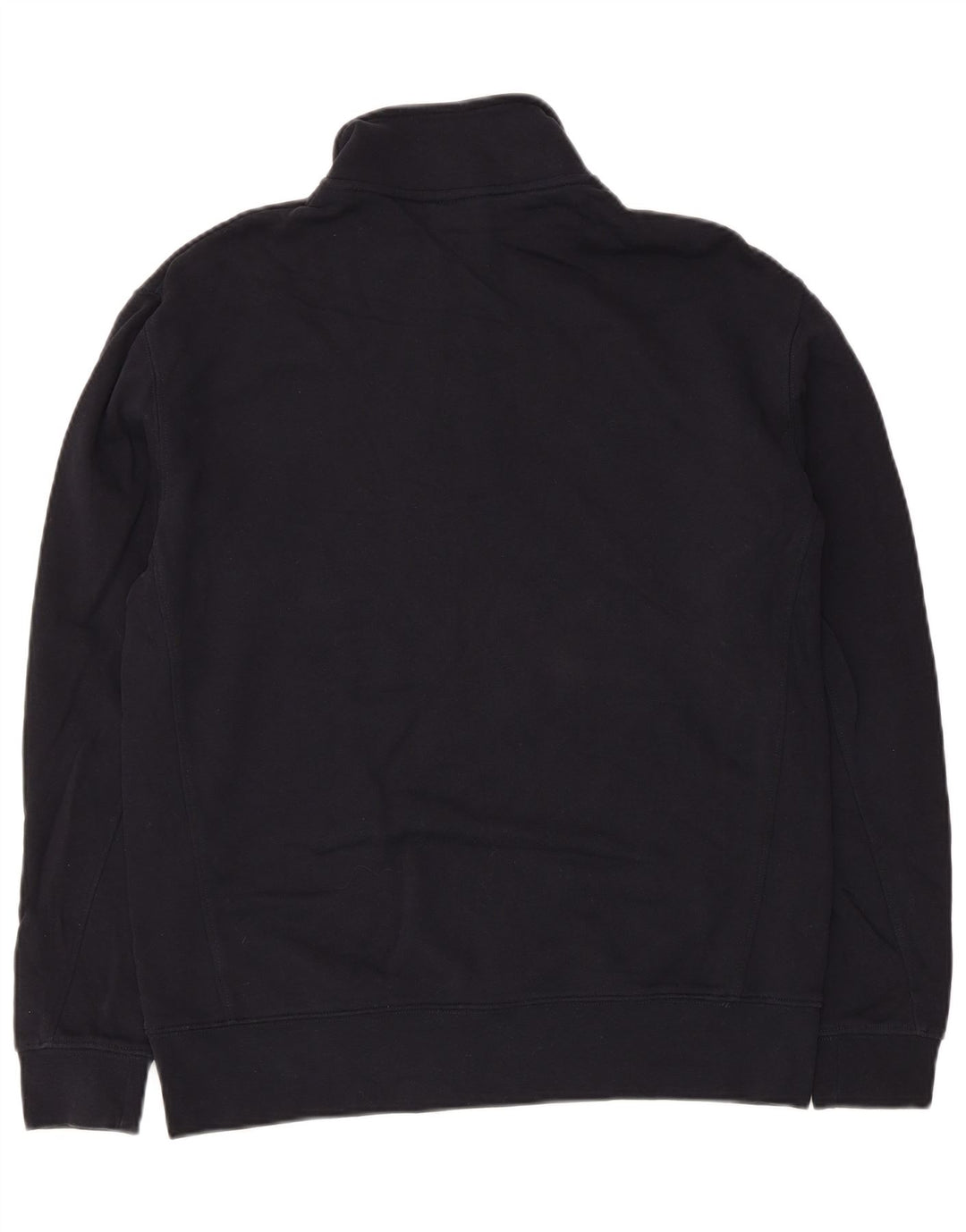 Zara Womens Zip Neck Sweatshirt Jumper UK 14 Medium Navy Blue Cotton