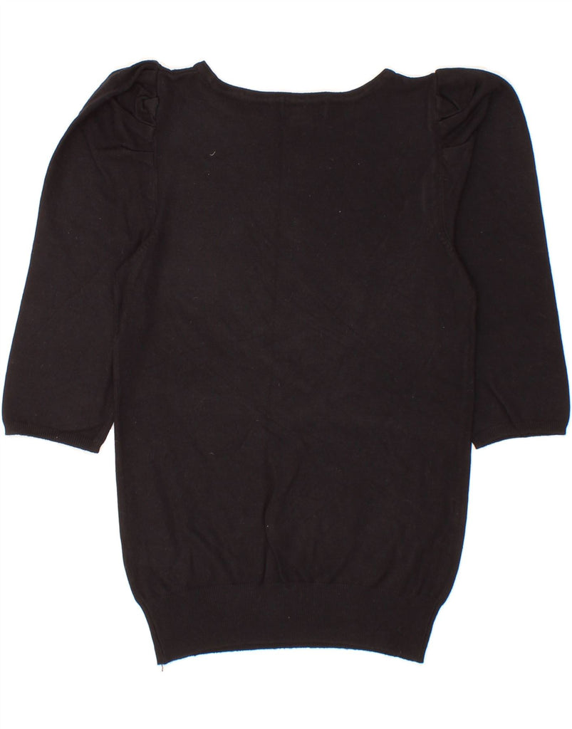 MONSOON Womens 1/2 Sleeve Boat Neck Jumper Sweater UK 8 Small  Black Vintage Monsoon and Second-Hand Monsoon from Messina Hembry 