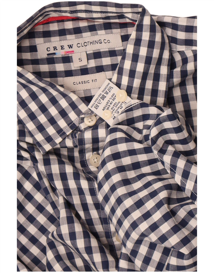 Crew Clothing Mens Classic Fit Shirt Small Navy Blue Gingham Cotton