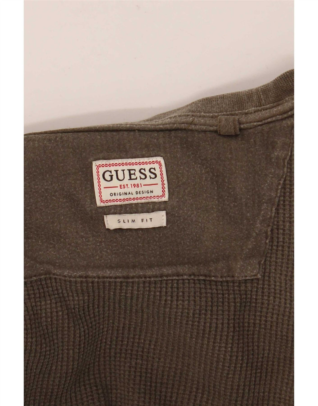 Guess Mens Slim Fit Top Long Sleeve Medium Khaki