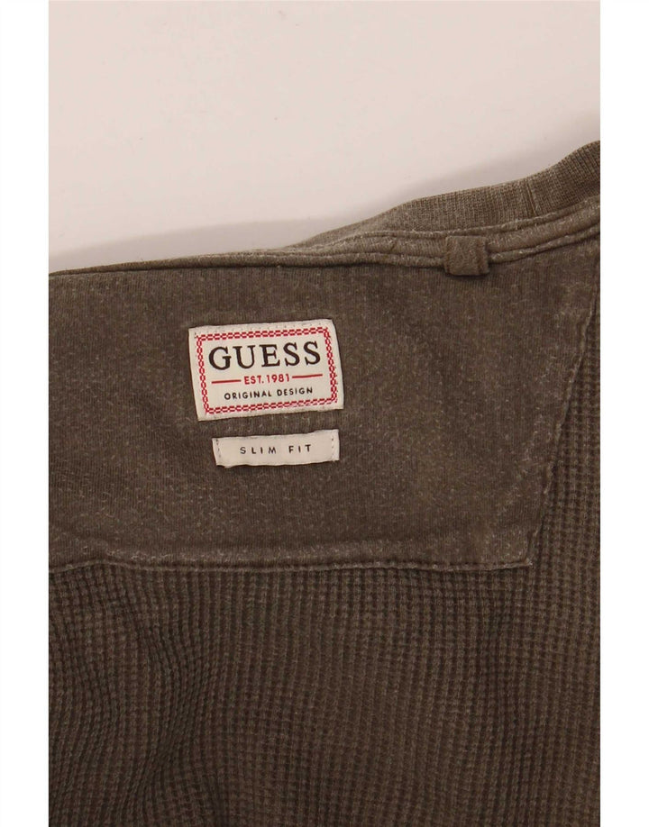 Guess Mens Slim Fit Top Long Sleeve Medium Khaki