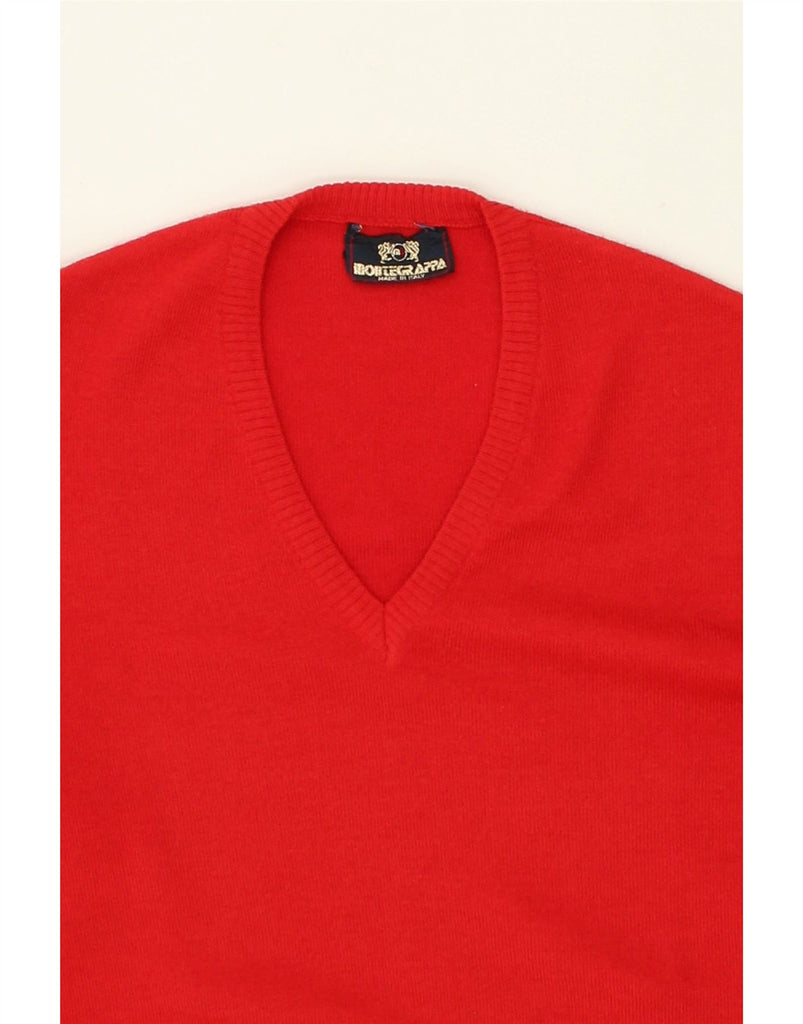 VINTAGE Mens V-Neck Jumper Sweater Small Red | Vintage Vintage | Thrift | Second-Hand Vintage | Used Clothing | Messina Hembry 