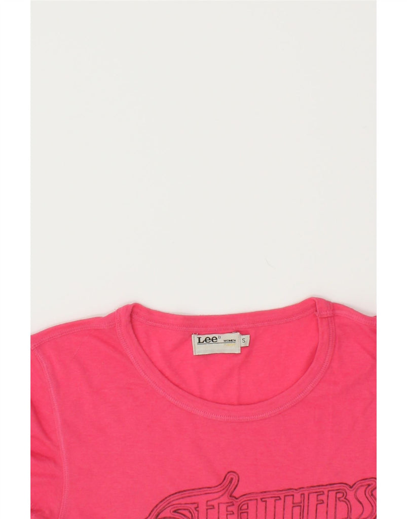 LEE Womens Graphic T-Shirt Top UK 10 Small Pink Cotton | Vintage Lee | Thrift | Second-Hand Lee | Used Clothing | Messina Hembry 