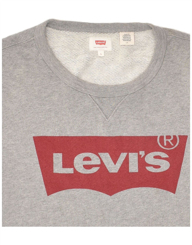 LEVI'S Mens Graphic Sweatshirt Jumper Large Grey Cotton | Vintage Levi's | Thrift | Second-Hand Levi's | Used Clothing | Messina Hembry 