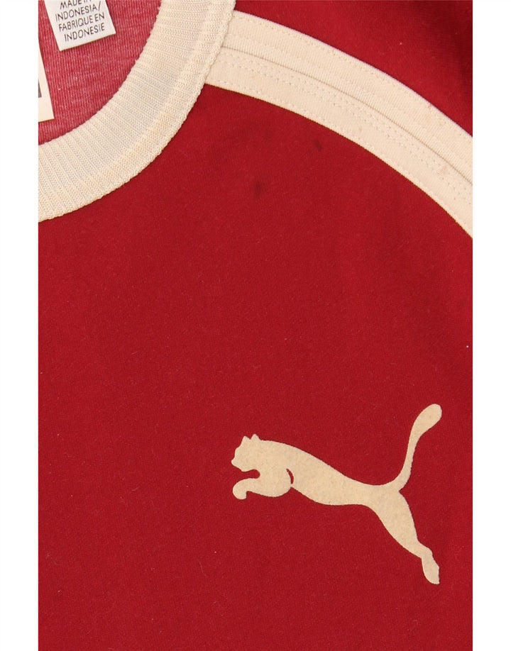 PUMA Mens Top Long Sleeve Small Red Colourblock Polyester