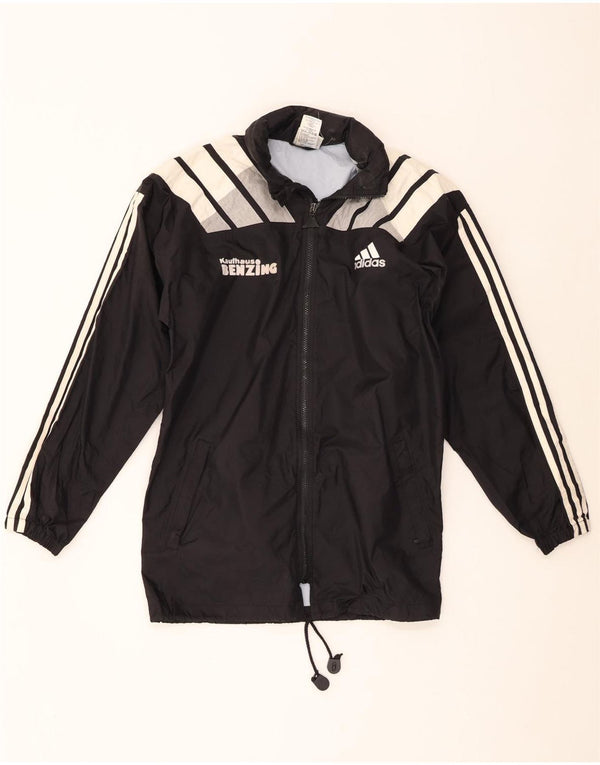 Adidas Boys Graphic Hooded Rain Jacket 15-16 Years Black Colourblock Nylon