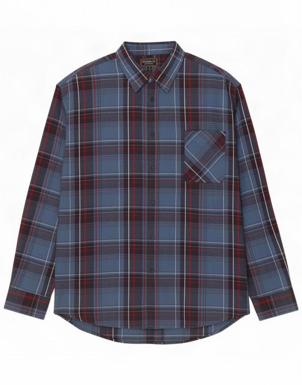 Atlas For Men Mens Flannel Shirt 4XL Blue Check Cotton