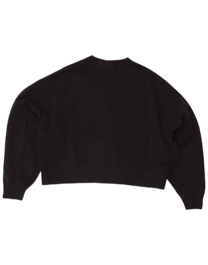 NIKE Womens Crop Oversized Sweatshirt Jumper UK 10 Small Black Cotton