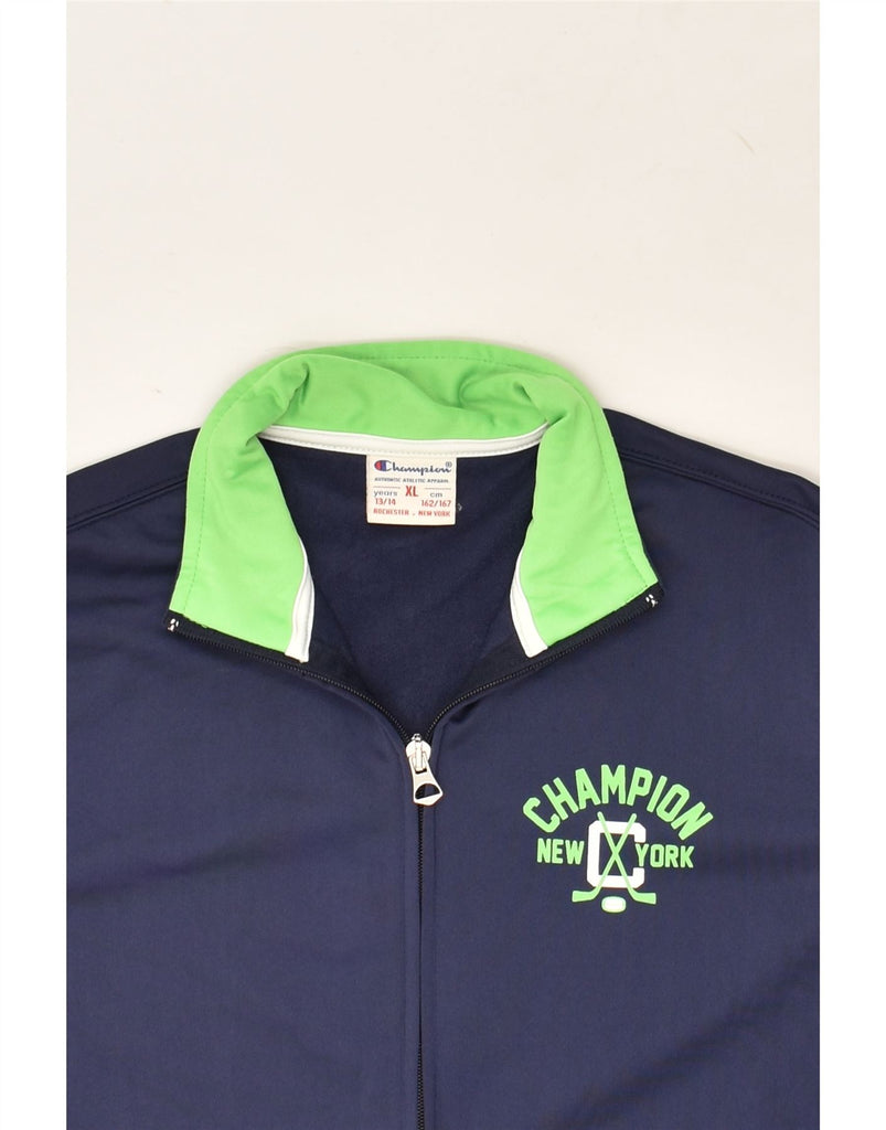 CHAMPION Boys Tracksuit Top Jacket 13-14 Years XL Navy Blue Polyester | Vintage Champion | Thrift | Second-Hand Champion | Used Clothing | Messina Hembry 